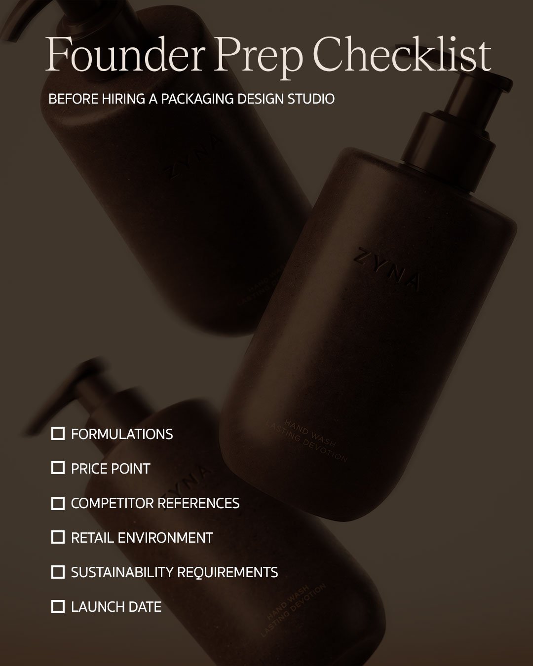Checklist of what beauty founders should prepare before briefing a packaging studio.