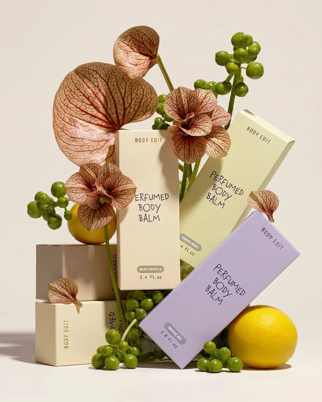 Packaging design of 3 fun beauty products by London brand design agency
