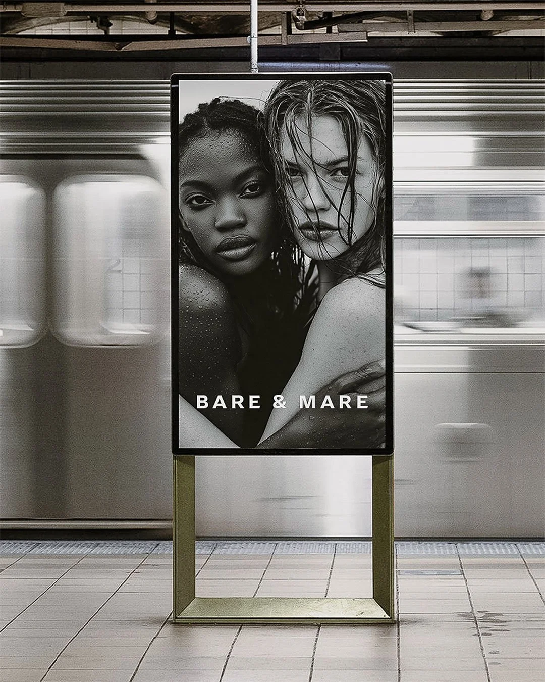 Bare and Mare signage and branding design in subway in London