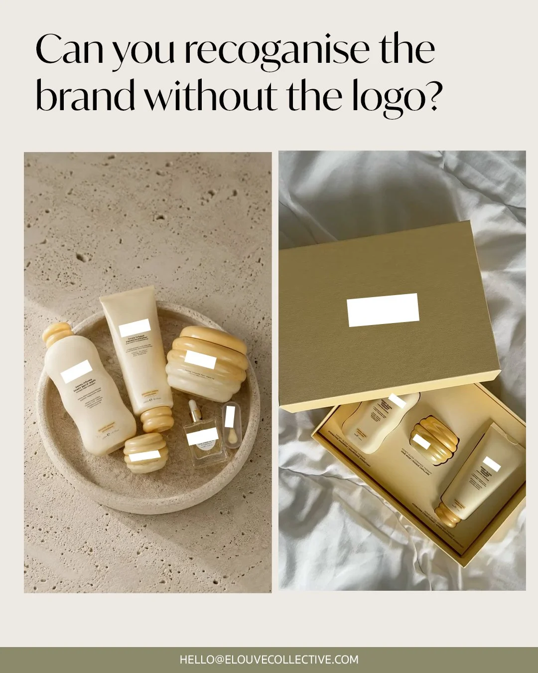Wellness brand recognition test showing packaging and website without logo.
