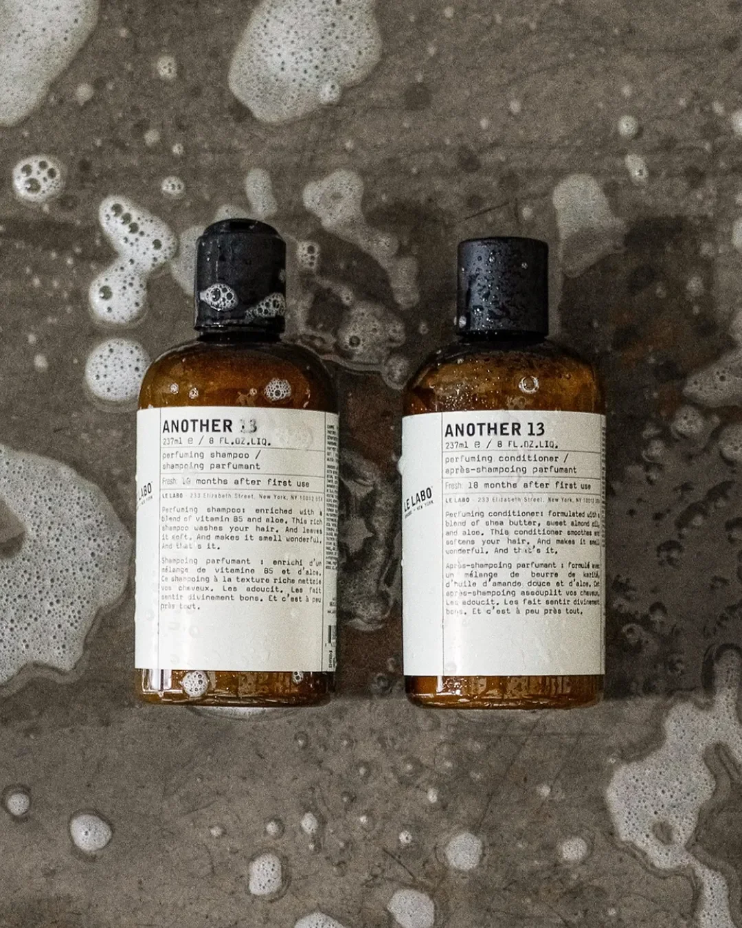 amber glass bottles of Le Labo packaging.