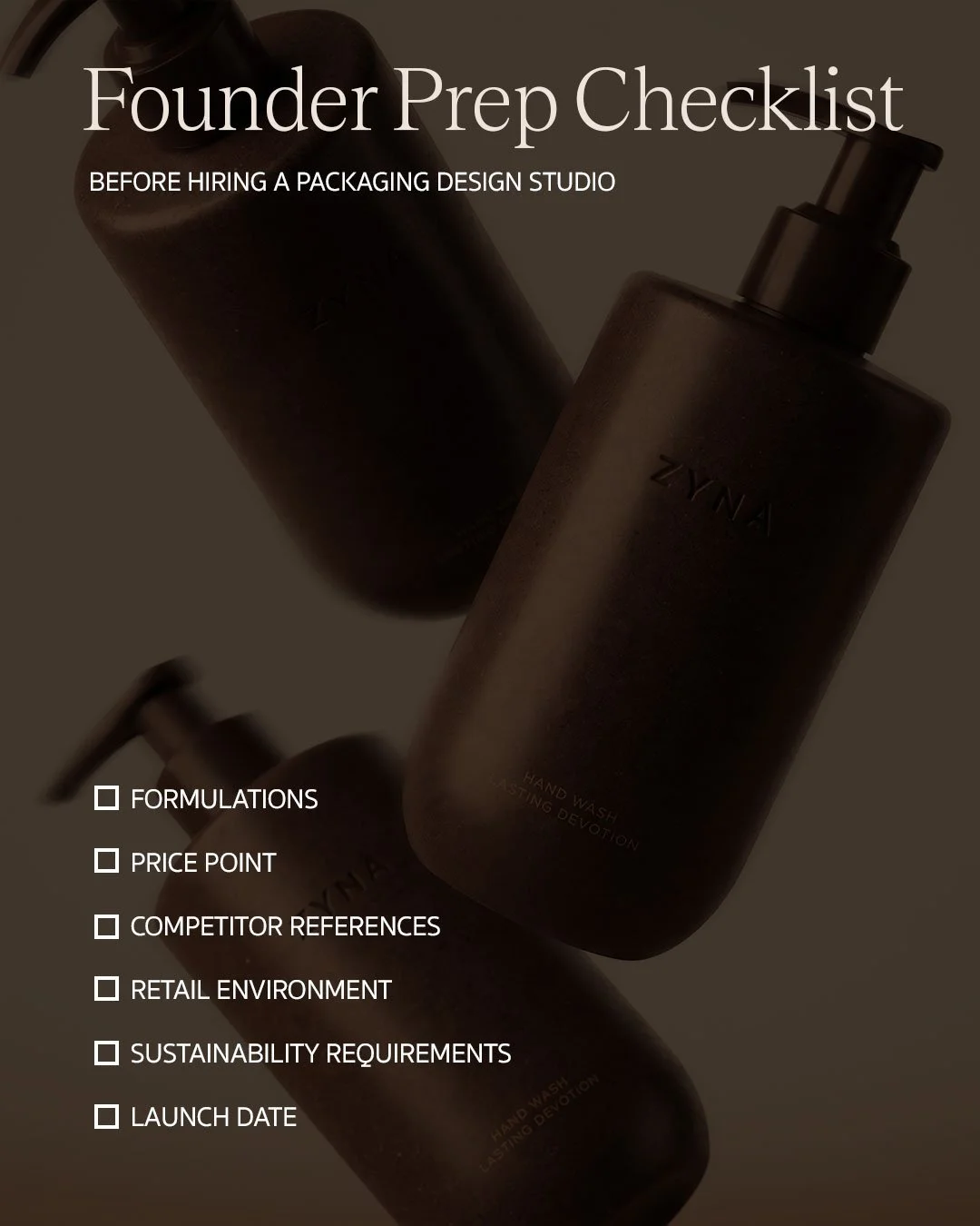 Checklist of what beauty founders should prepare before briefing a packaging studio.