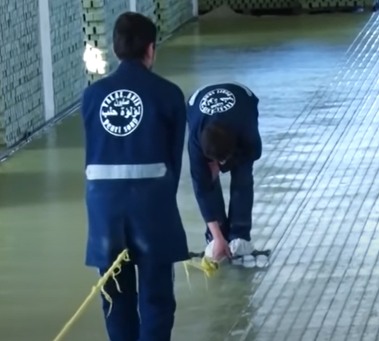 Cutting tool used to create individual bars of Aleppo soap.