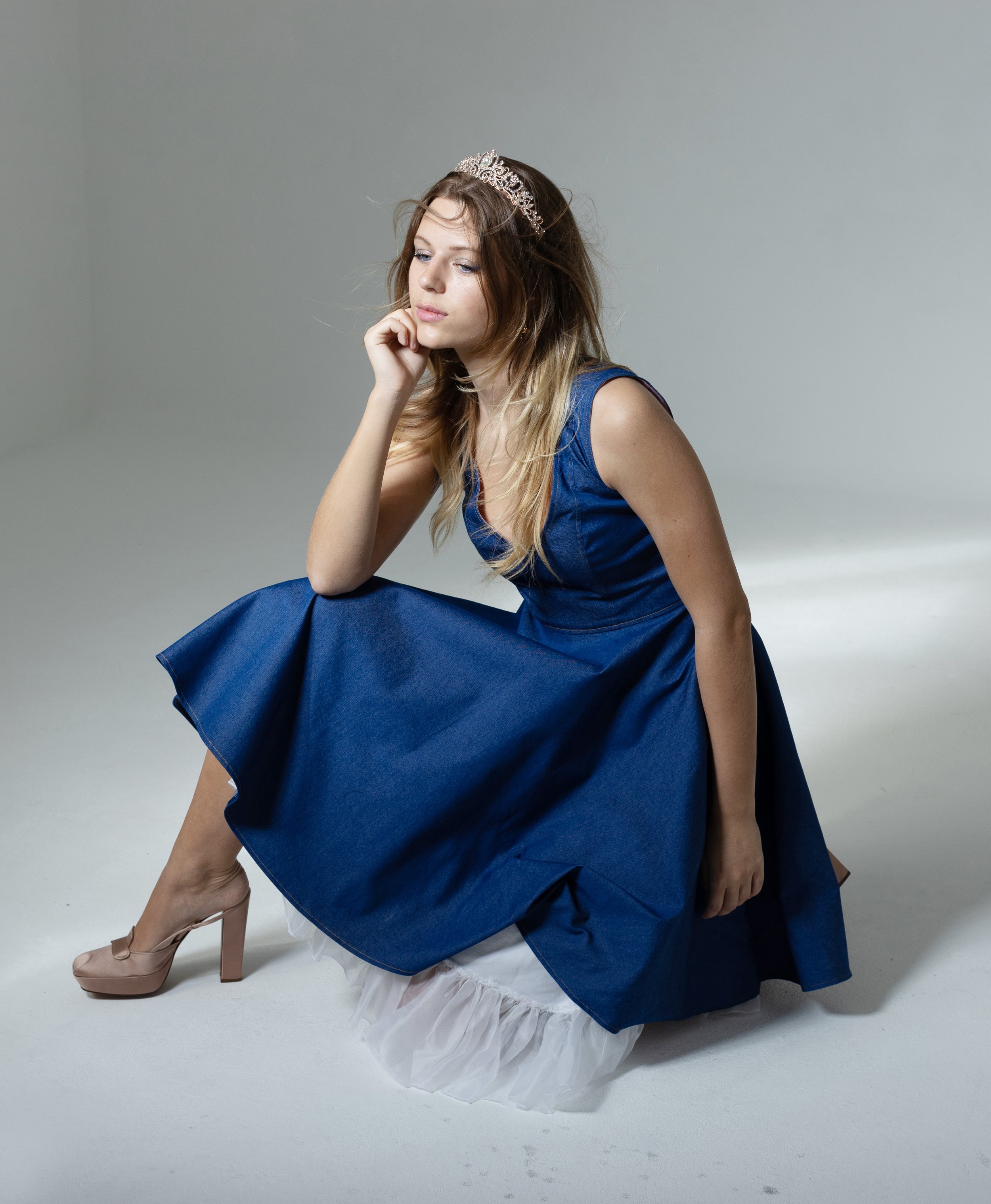 princess polly baby blue dress BLUE VOYAGE STRIPE MIDI DRESS main image 1