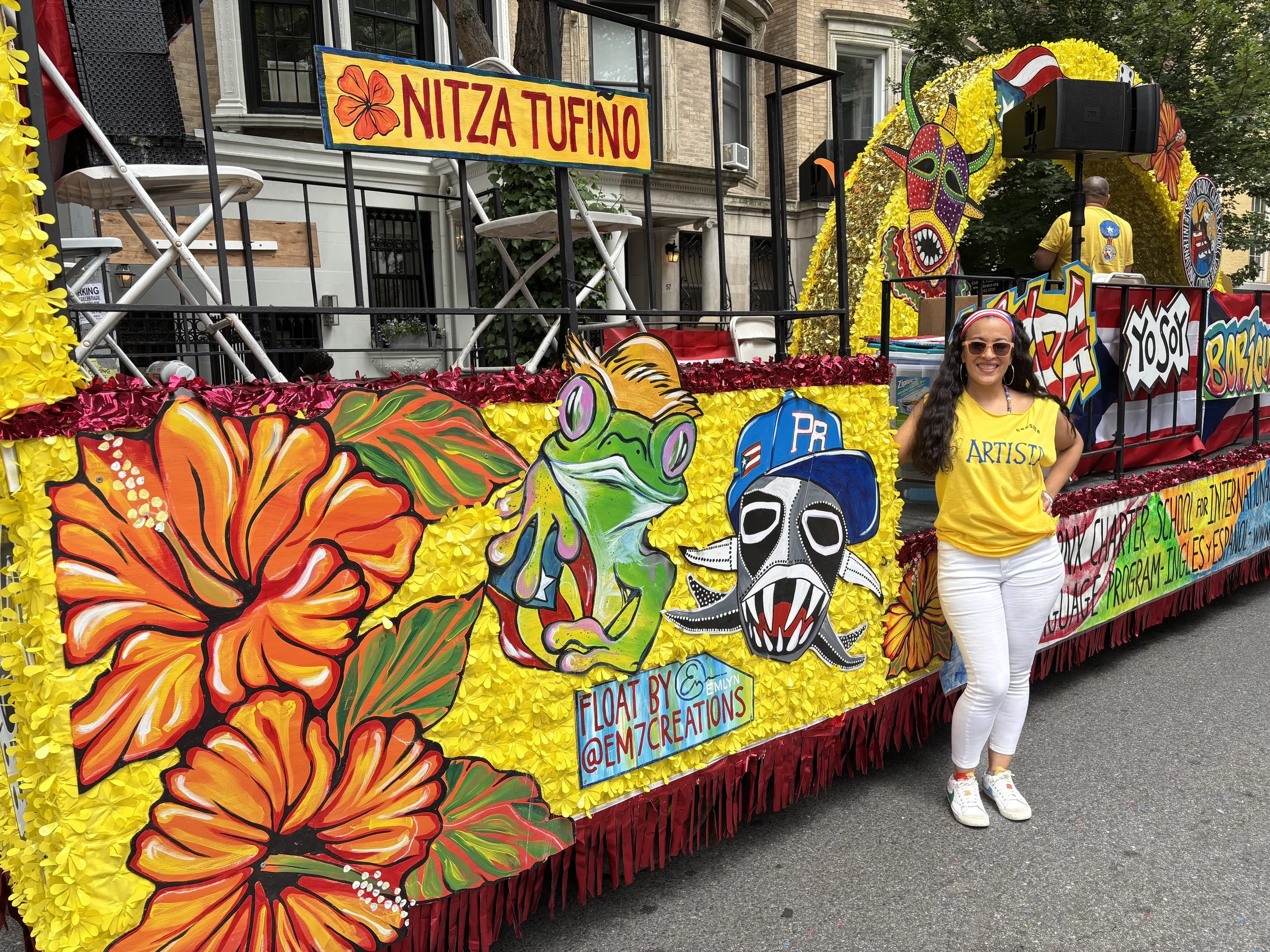 Puerto Rican Day Float Honoring the Lifetime Achievement Award winner - Nitza Tufino. NYC.