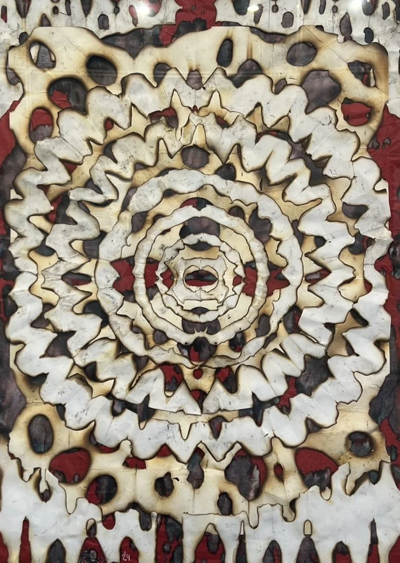 Fire Lace Mandala, 24 in. x 36 in., 2025