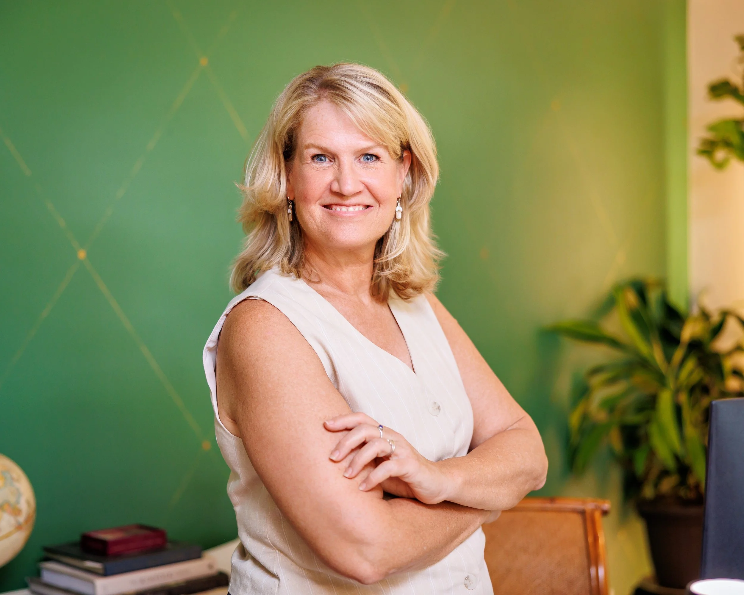 Christy Sharafinski smiling in front of the camera