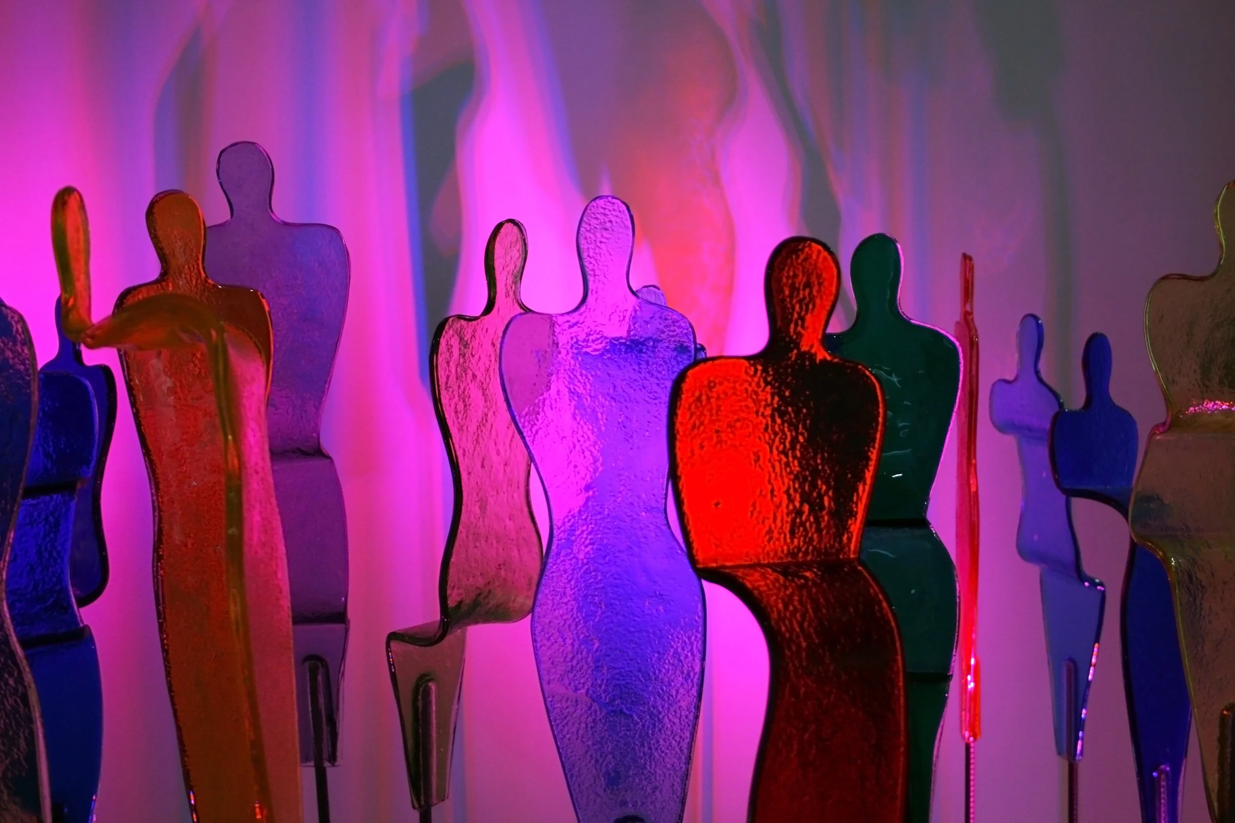 glass people in a gathering