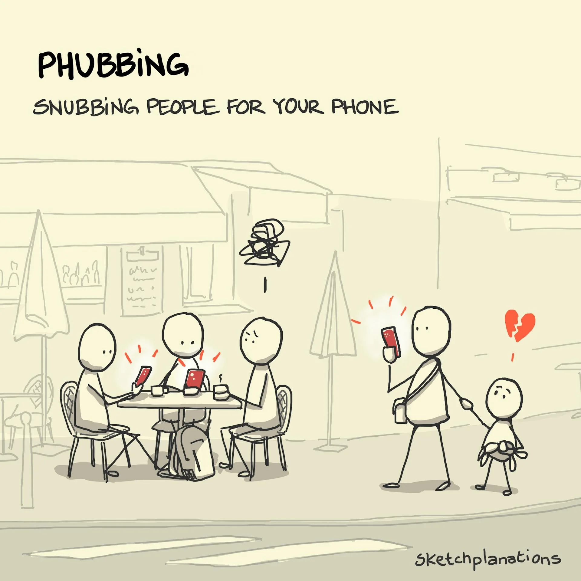 Sketch explaining phubbing
