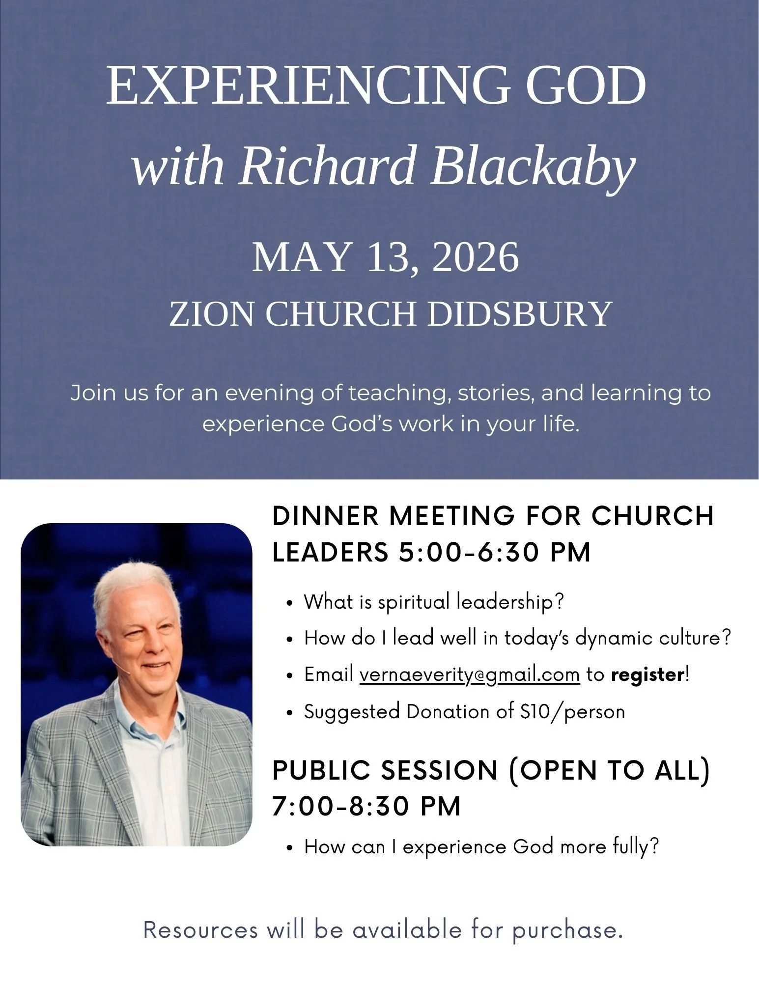 Join us for an evening of teaching, stories, and learning to experience God’s work in your life.