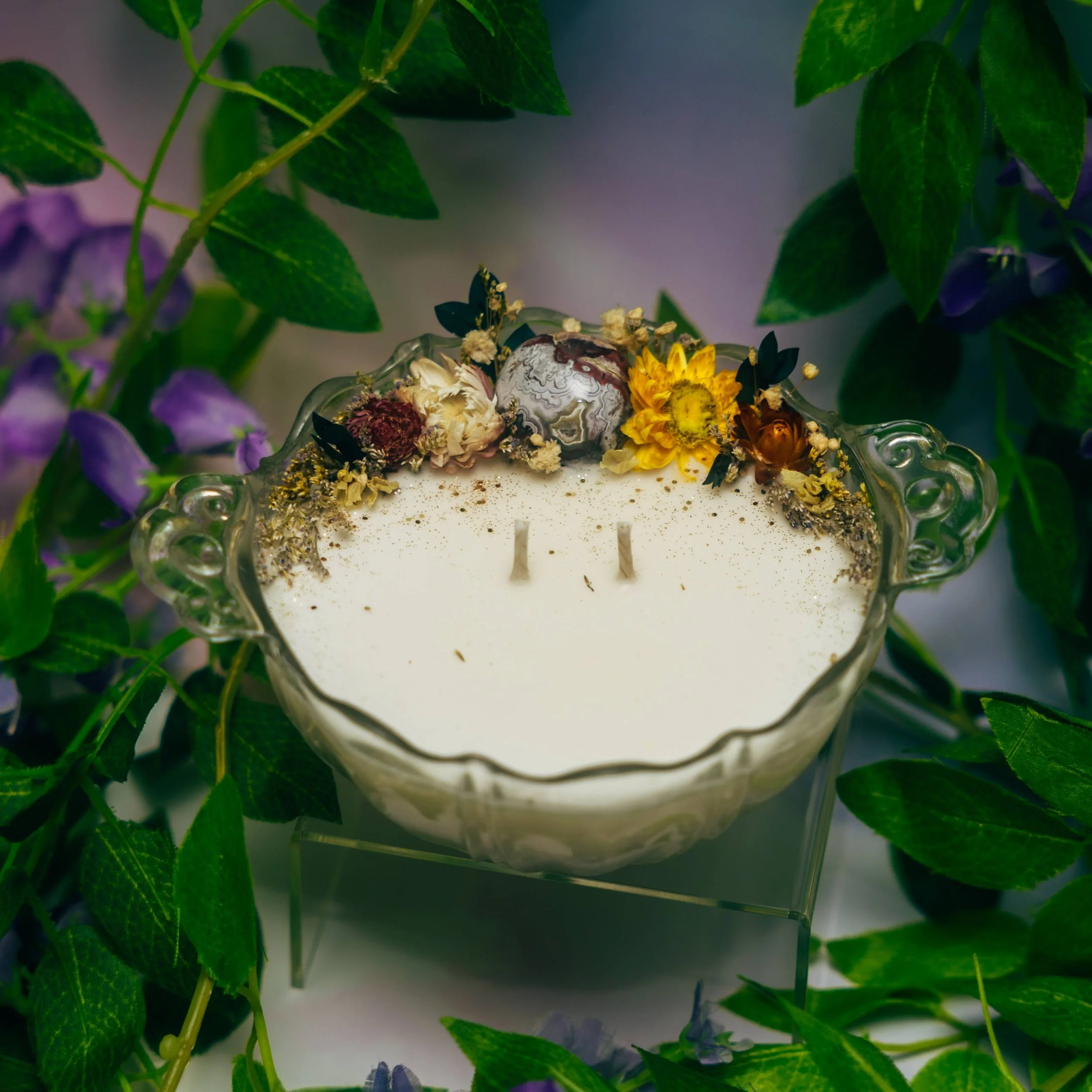 One-of-a-Kind Crystal Intention Candle