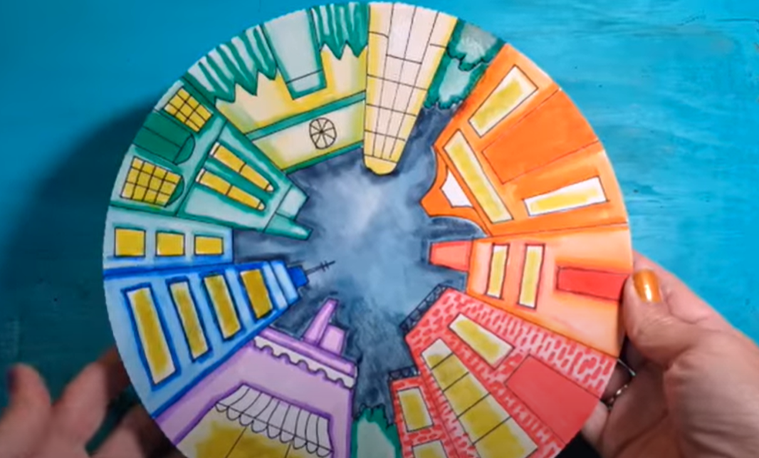 1 Point Perspective Color Wheel City