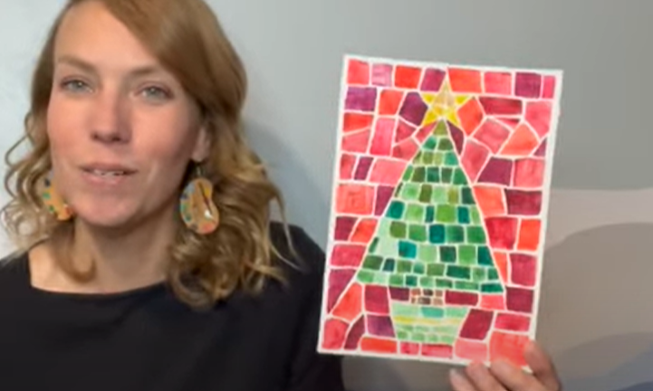 Mosaic Watercolor Christmas Tree