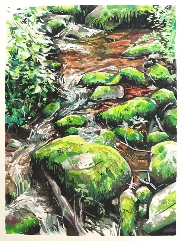 Bosque de los Espejos 2. Gouache sobre papel, 24x32 cm
