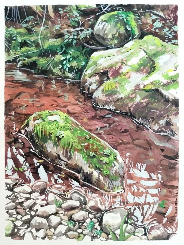 Bosque de los Espejos 1. Gouache sobre papel, 24x32 cm
