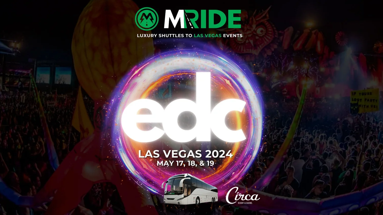 3 DAY Shuttle Bus Pass to 2025 EDC Las Vegas Music Dance Festival at