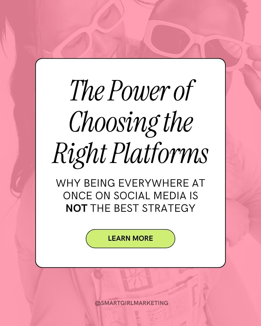 Stop trying to be everywhere at once 🚫

I get it. If you want to grow your business, 99.9% of the time that means creating content for social media. 

And there are SO MANY platforms to keep track of - remember that 3-day period where everyone was a