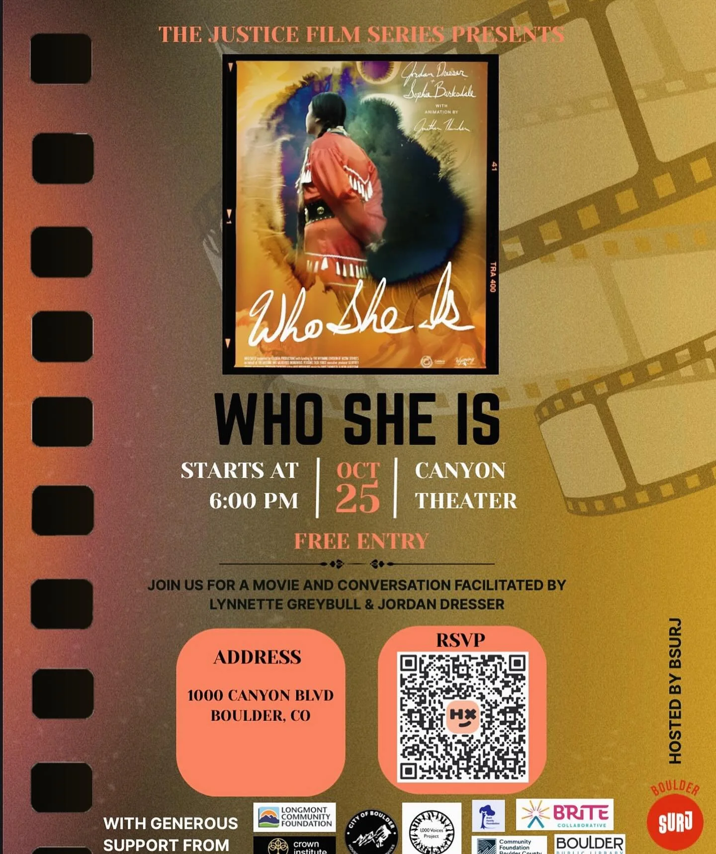 Tomorrow in Boulder: A night that matters.
The Justice Film Series Presents — Who She Is
Canyon Theater | 1000 Canyon Blvd, Boulder, CO
Friday, October 25th | 6:00 PM
FREE ENTRY
Four women. Four stories. One heartbreaking truth.
Who She Is sh