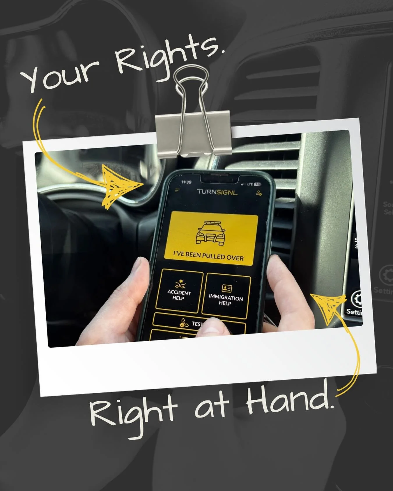 Getting pulled over can be stressful. Knowing what to do shouldn&rsquo;t be. 

With TurnSignl, you&rsquo;re never alone in the moments that matter most. 💛

#safety #lawyerapp #justicetech #turnsignl