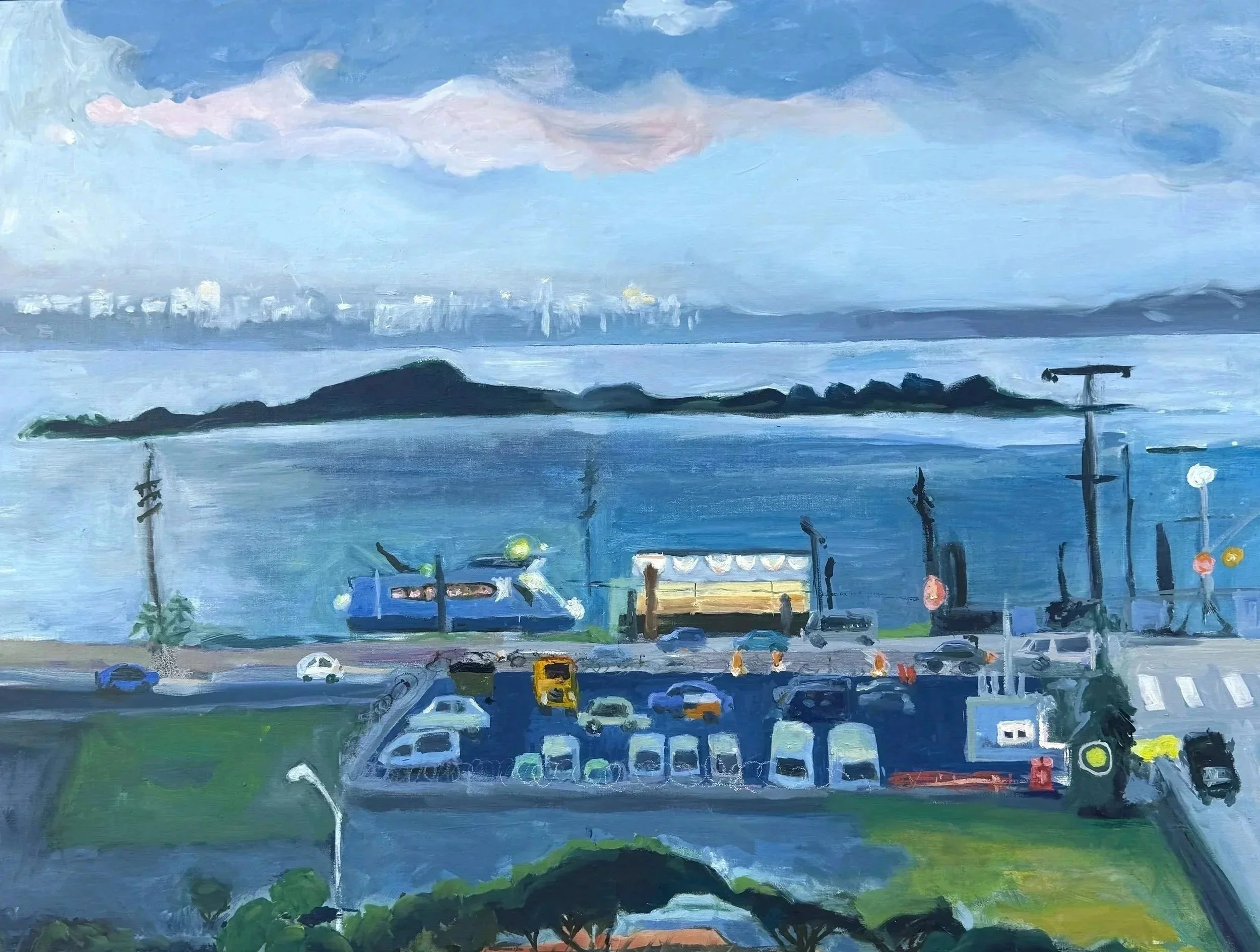 Jamaica Bay at Dusk with Manhattahn in the Distance