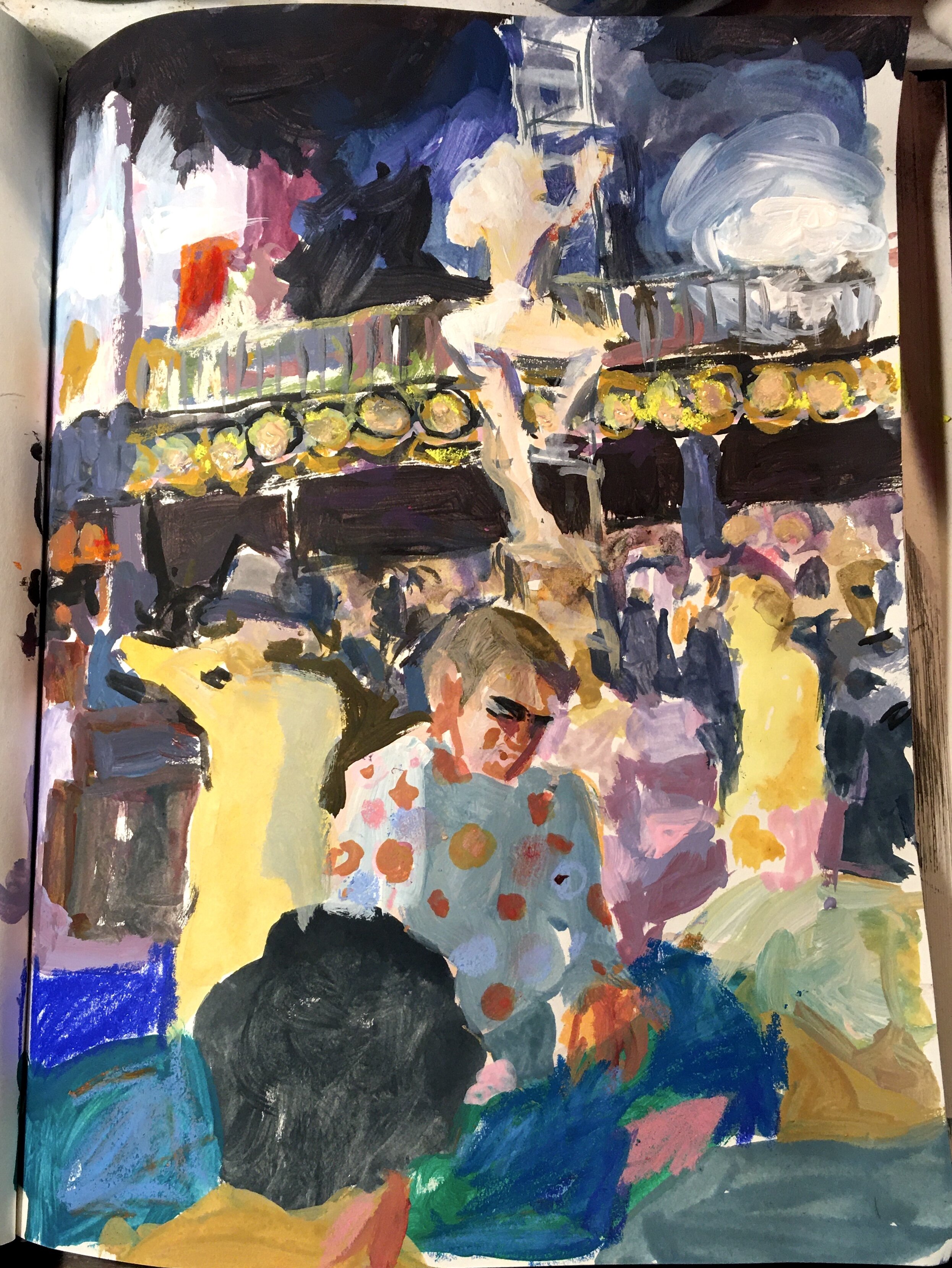 Casino Floor, watercolors, 11 x 8.5, 2020