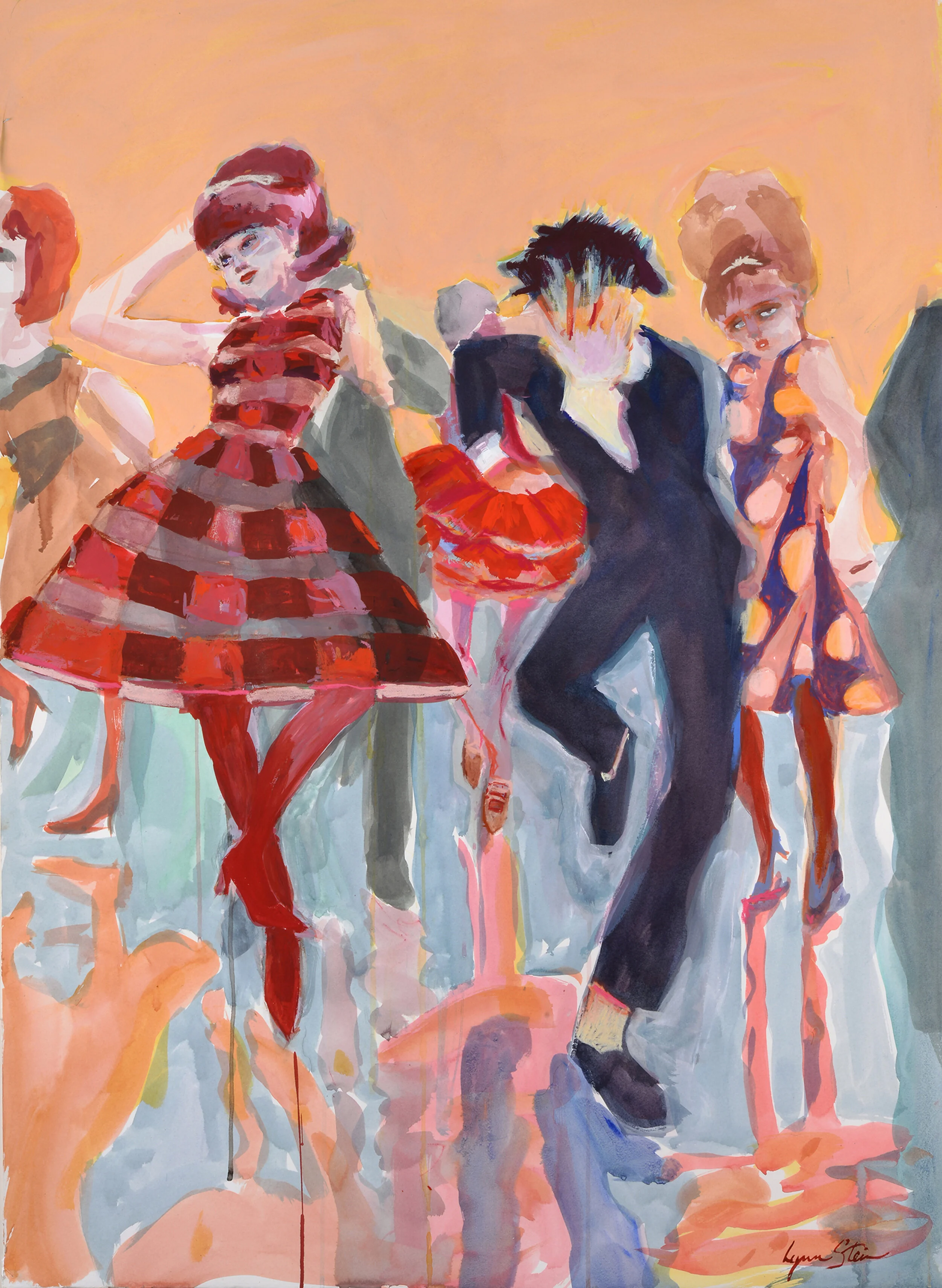 Stripped Taffeta Dress, 40 x 30, watercolor, 2018