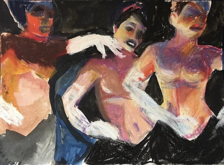 White Gloves, 7 x 9", pastel gouache, 2020