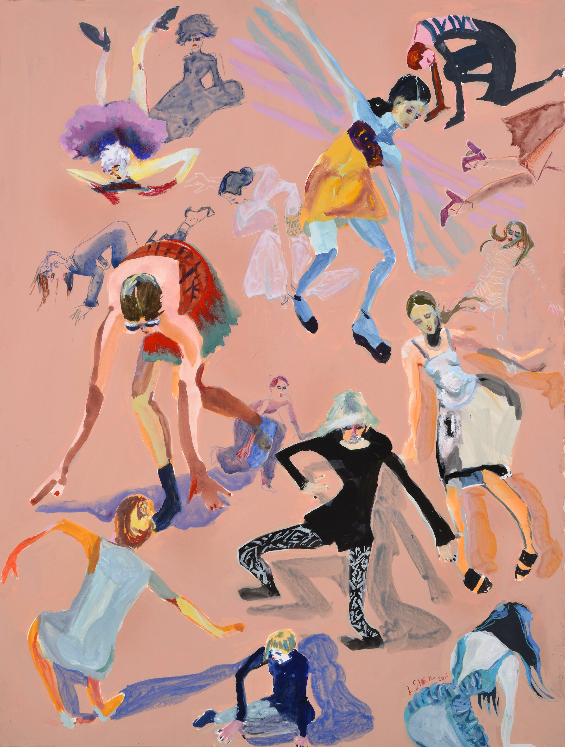 Model Falls, 28 x 22", gouache on paper, 2019