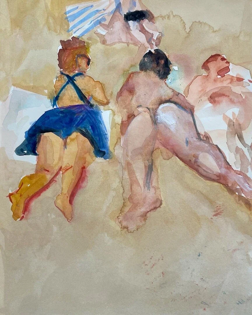Butts Up, 11 x 8", watercolor, 2021