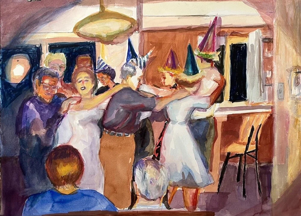Kitchen Conga, 22 x 30, watercolor, 2021