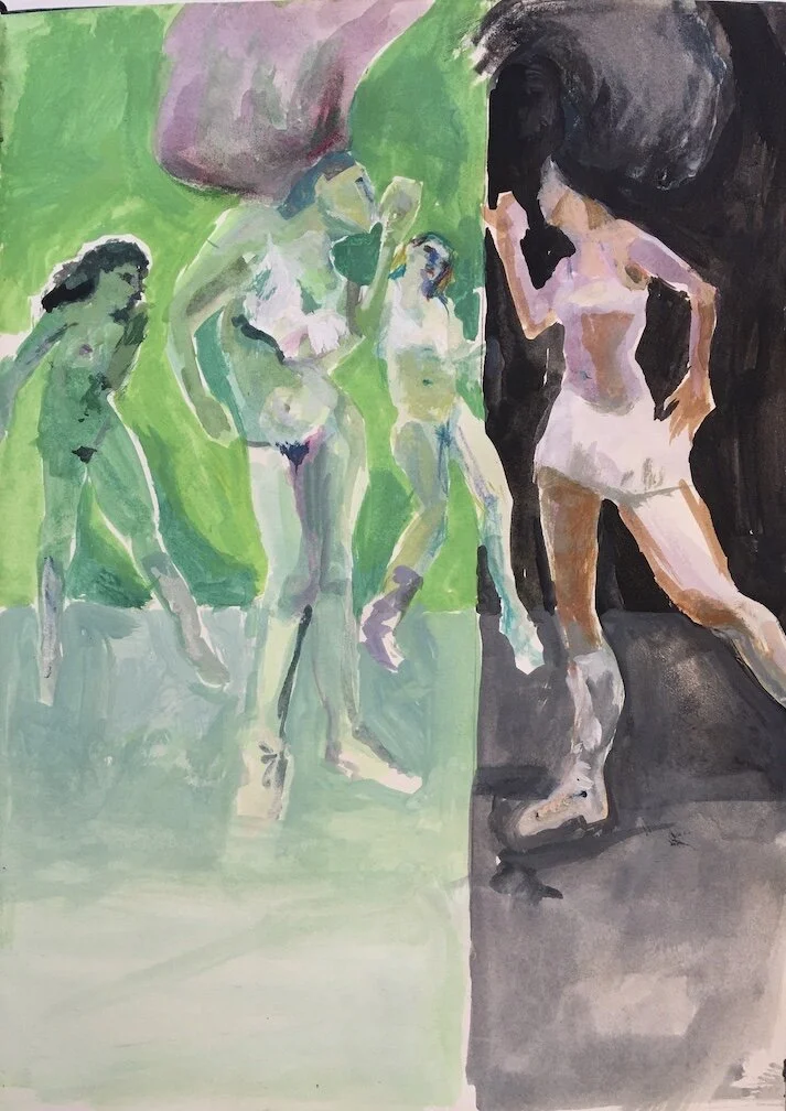 Vegan a go-go, 11 x 8", gouache on paper, 2020