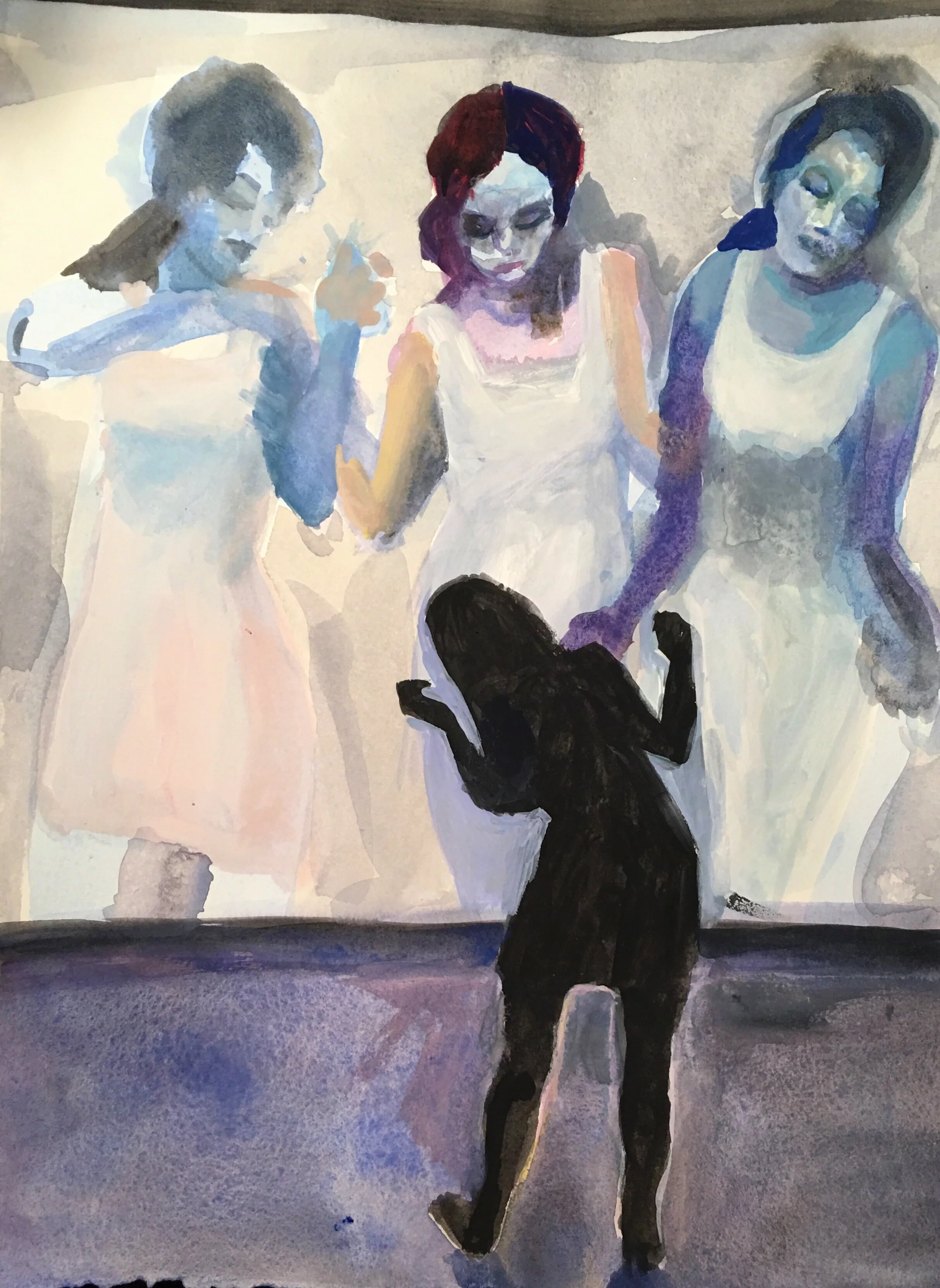 Dark in Florida, 14 x 11", gouache, 2018