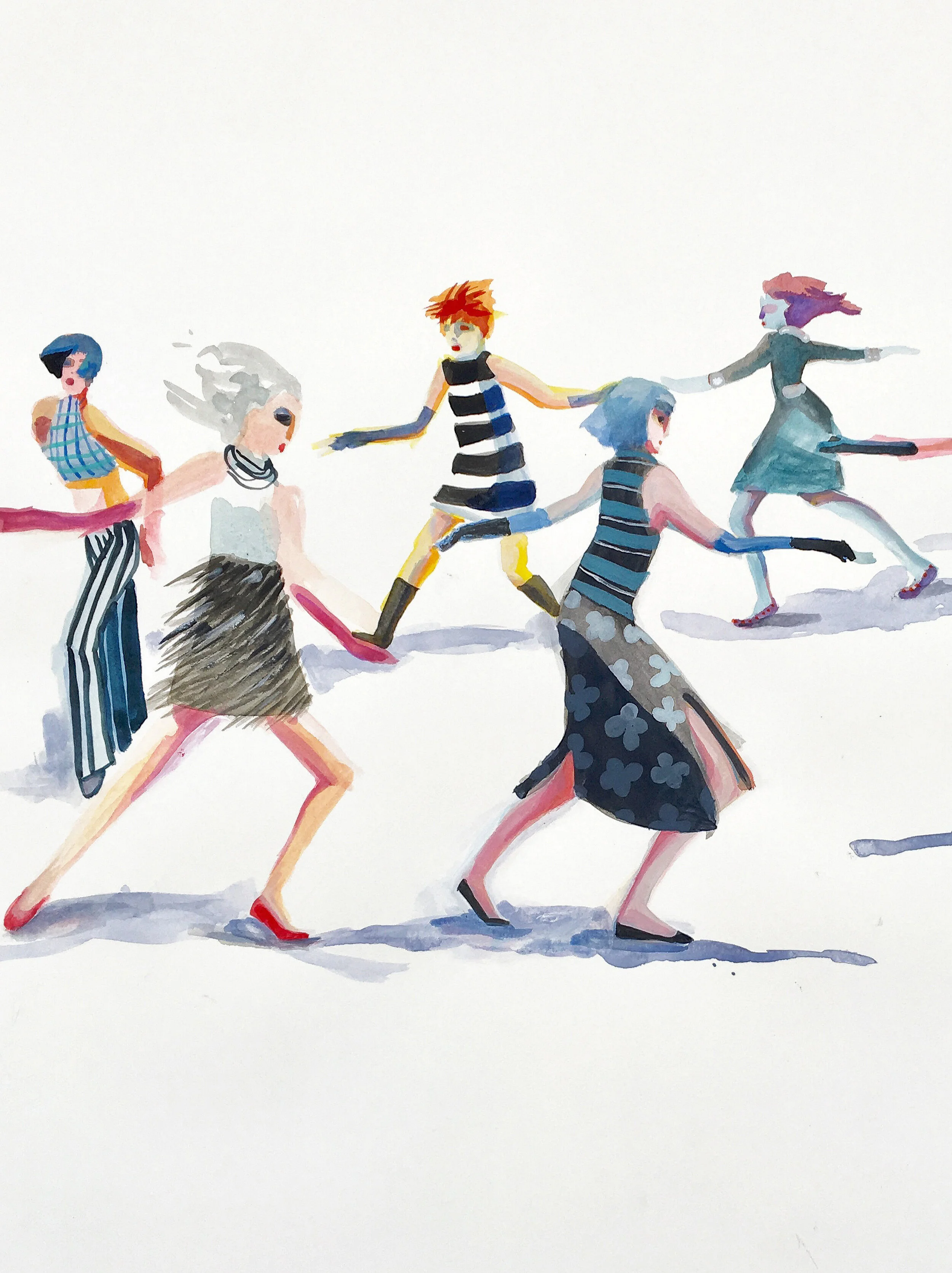 Lead and Follow, 30 x 22, gouache on paper, 2018