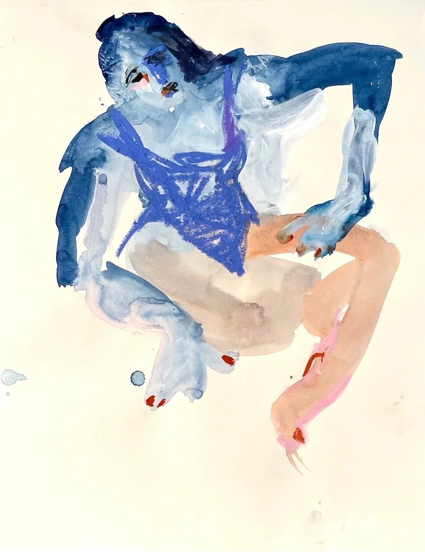 Anna in Blue, 11 x 8", mixed, 2021