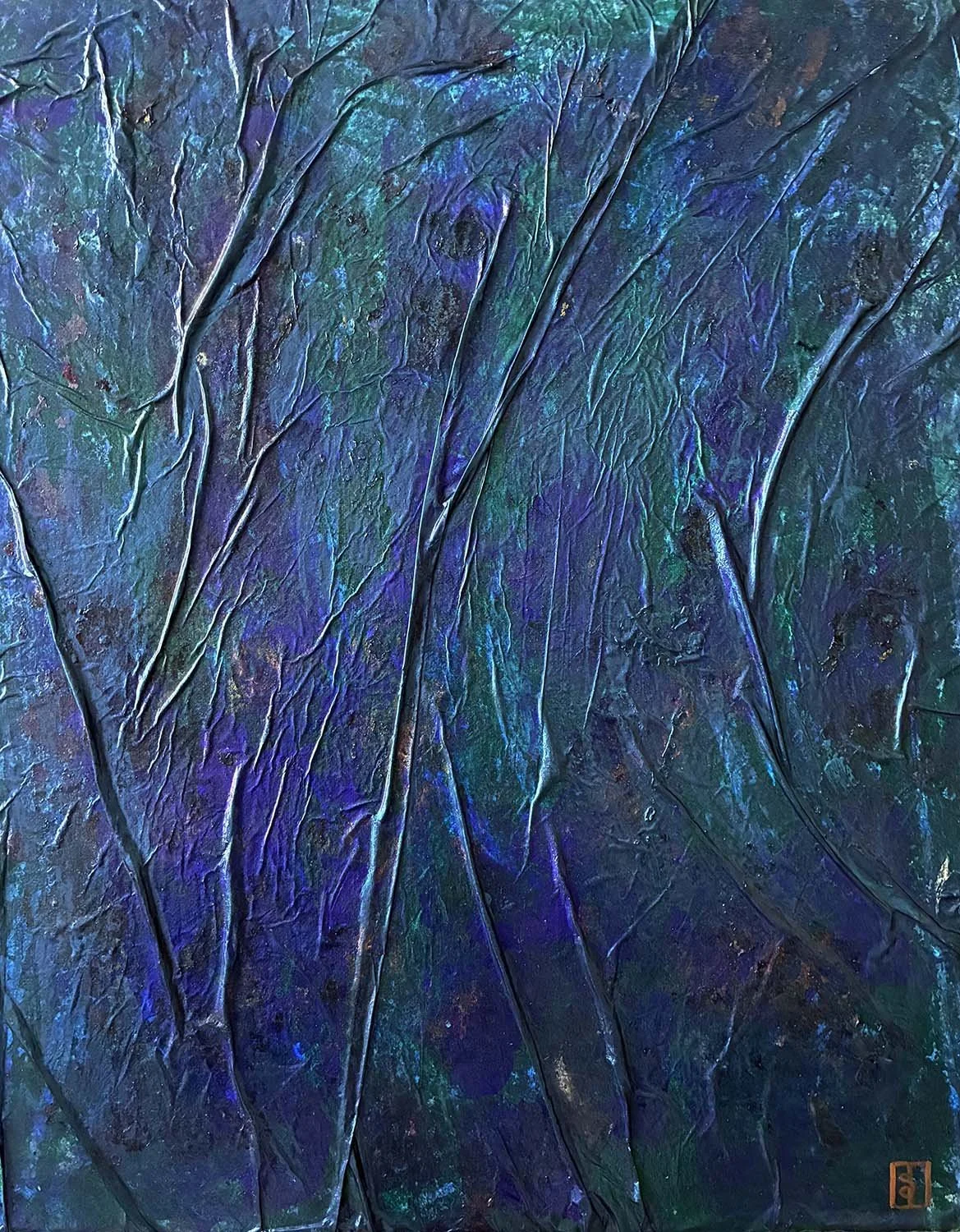 Late Evening Painted hanji collage 16x20