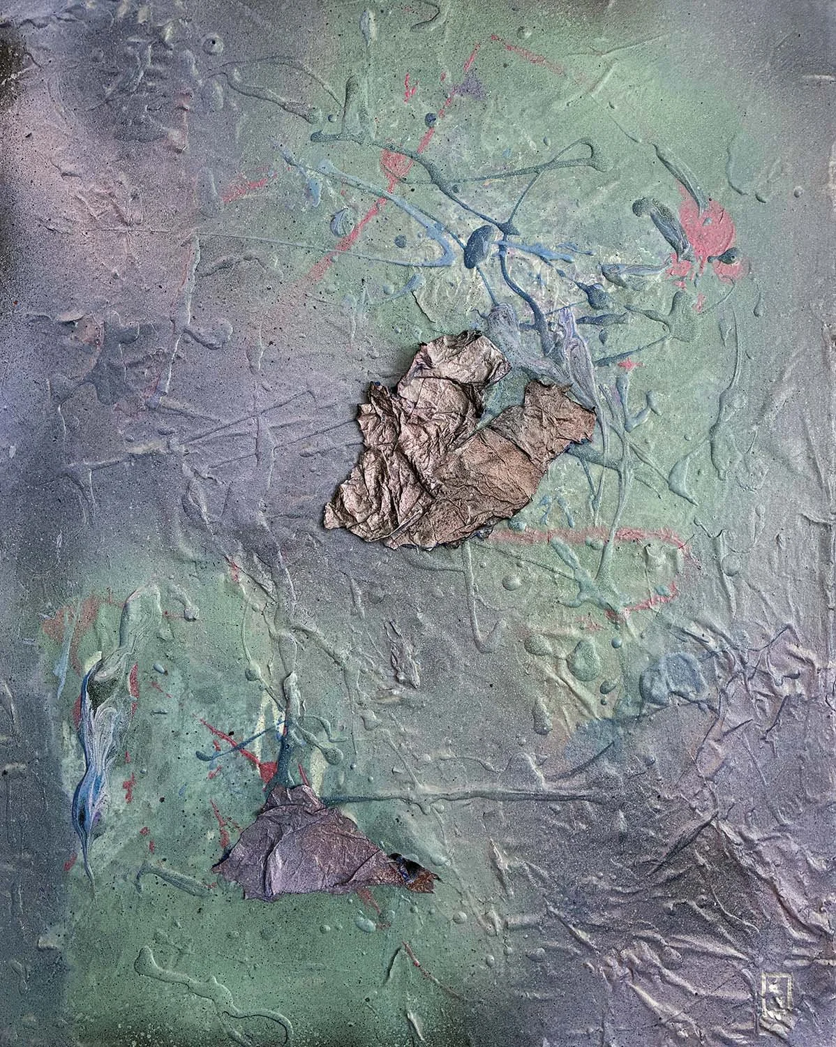 On Its Own Painted hanji collage 16x20