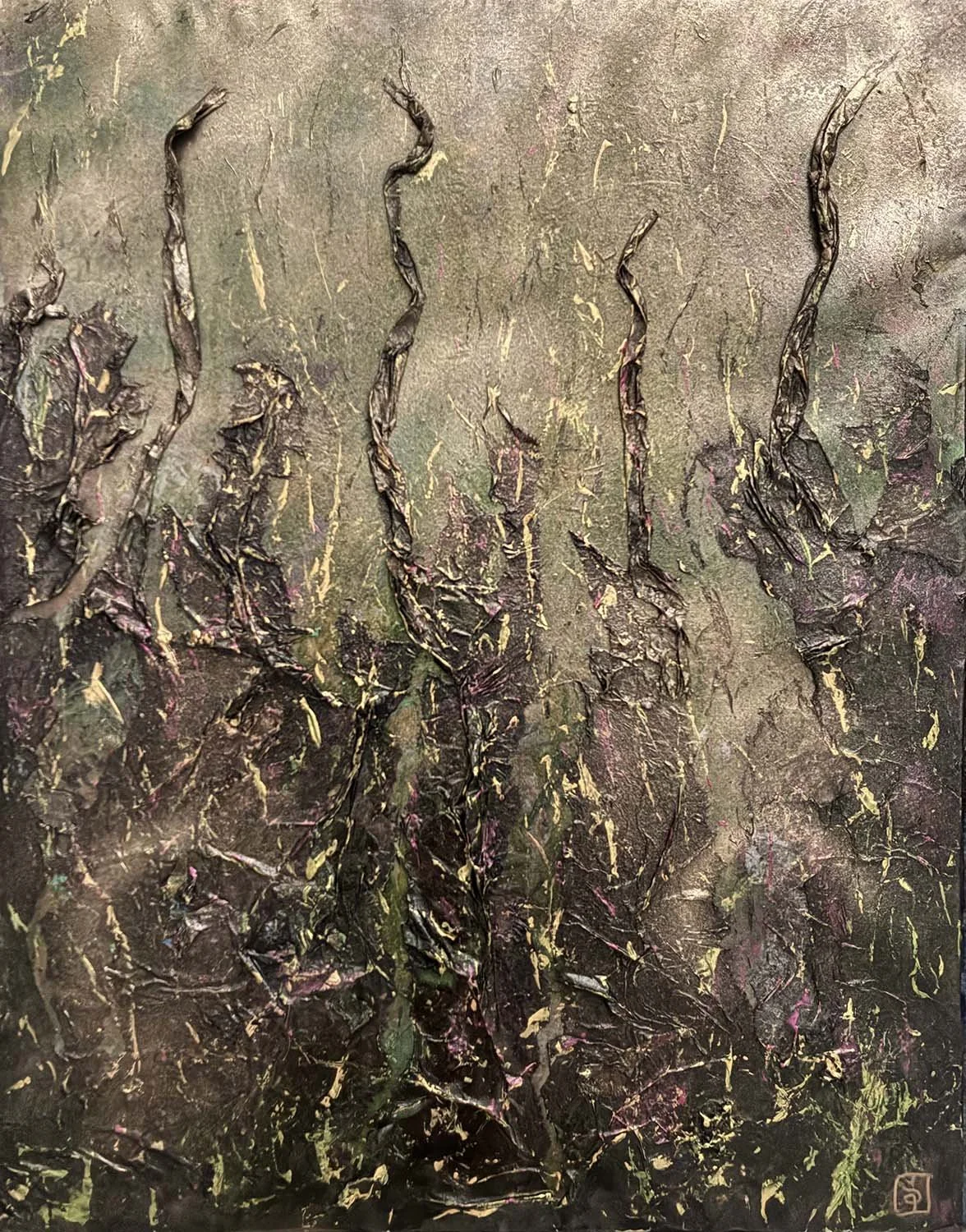 Ascent Painted hanji collage 22x28
