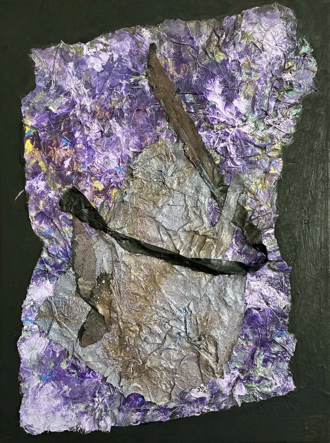 Woven Space Painted hanji collage 12x15