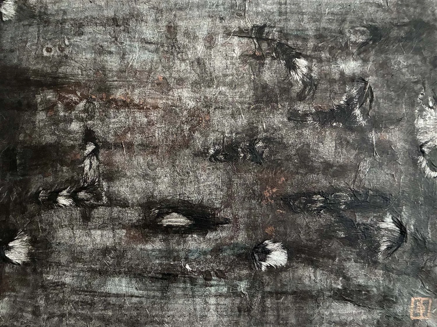 Transition to Sky Painted hanji collage 14x11