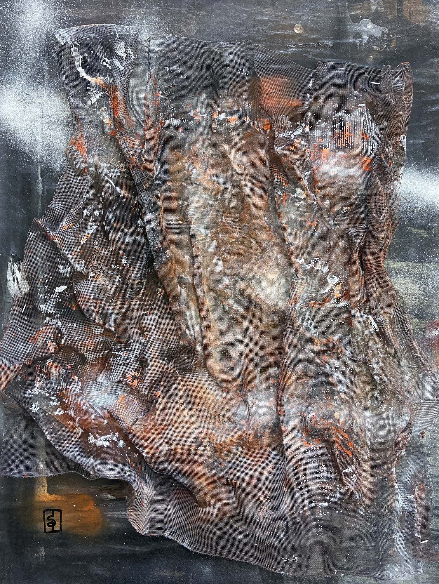 Crouching in Wait Mixed media on canvas 23x29