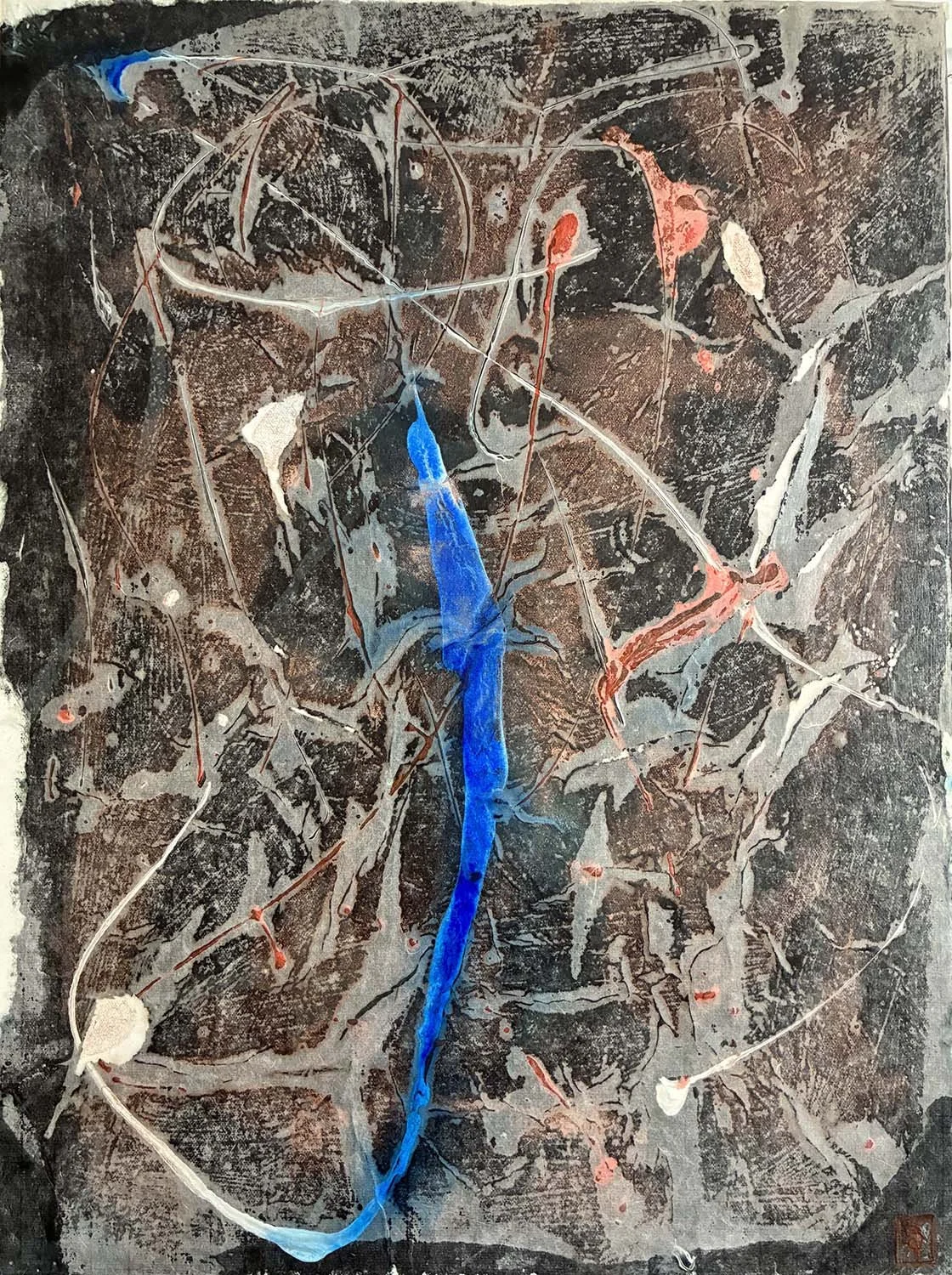 Solo Emergence Painted hanji collage 18x24