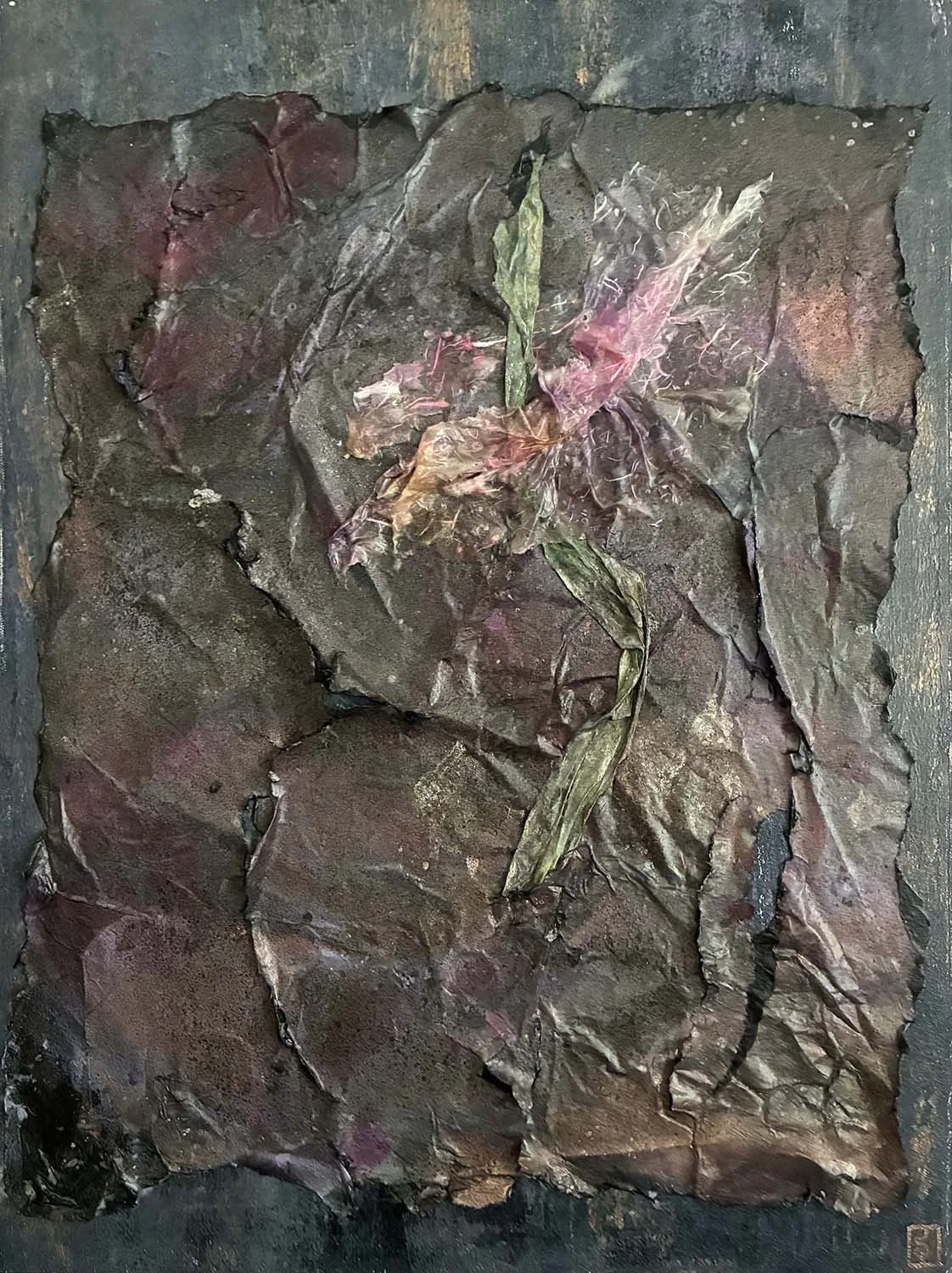 A Floral Moment Painted hanji collage 18x24