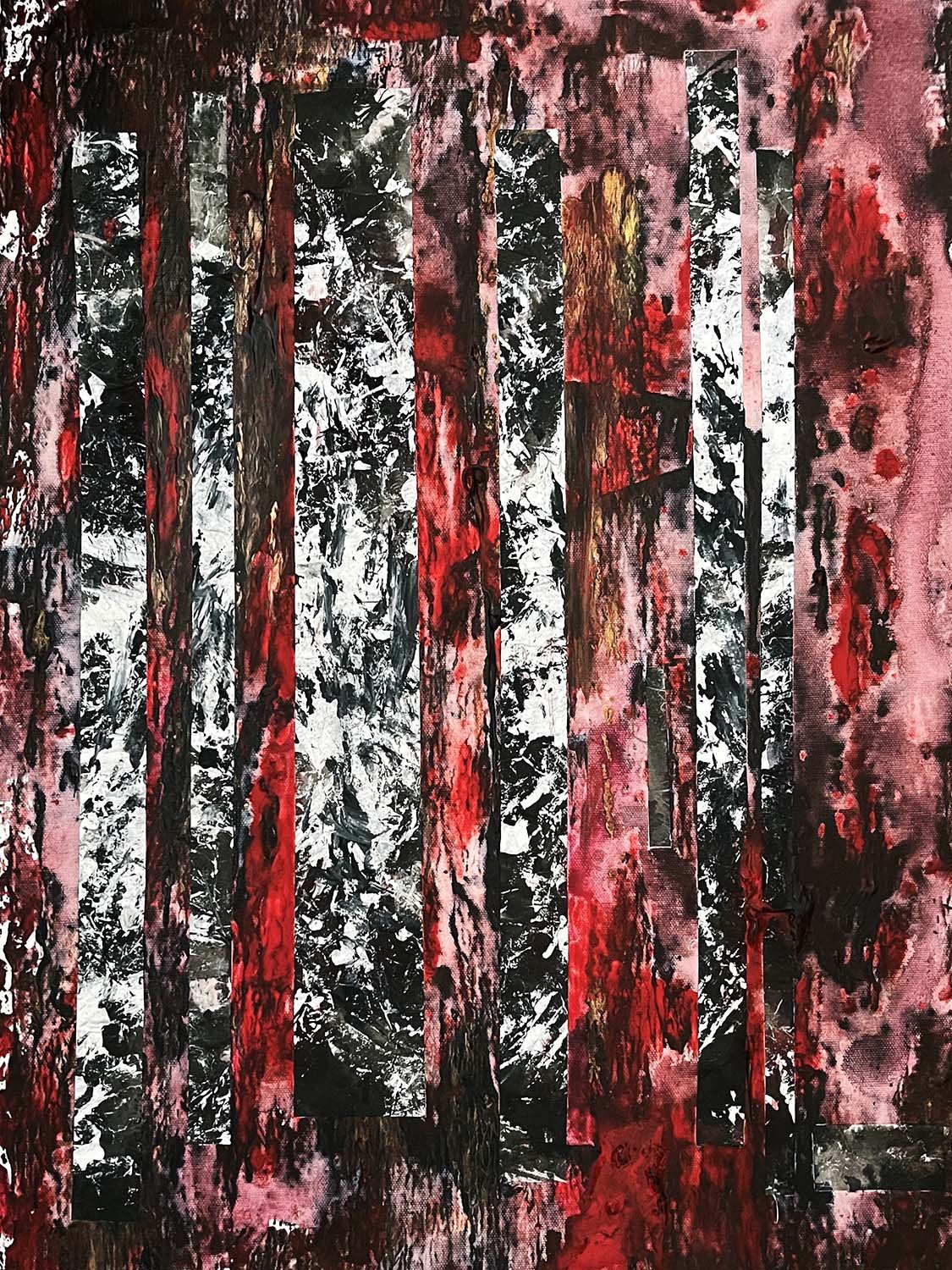 Nature in Conflict Painted hanji collage 18x24