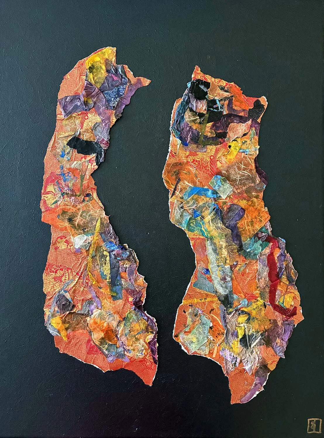 Companions Painted hanji collage 18x24