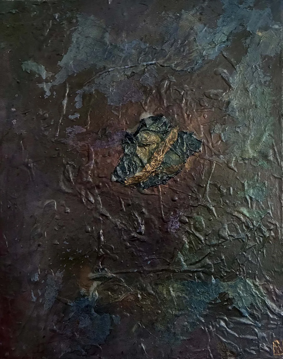 Updraft Painted hanji collage 16x20