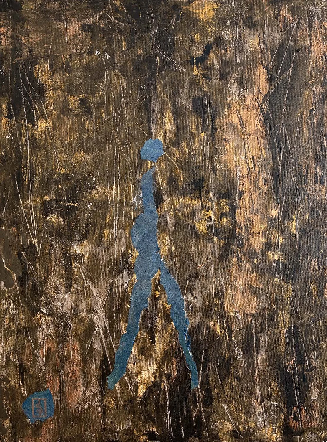 Alone With Painted hanji collage 24x18