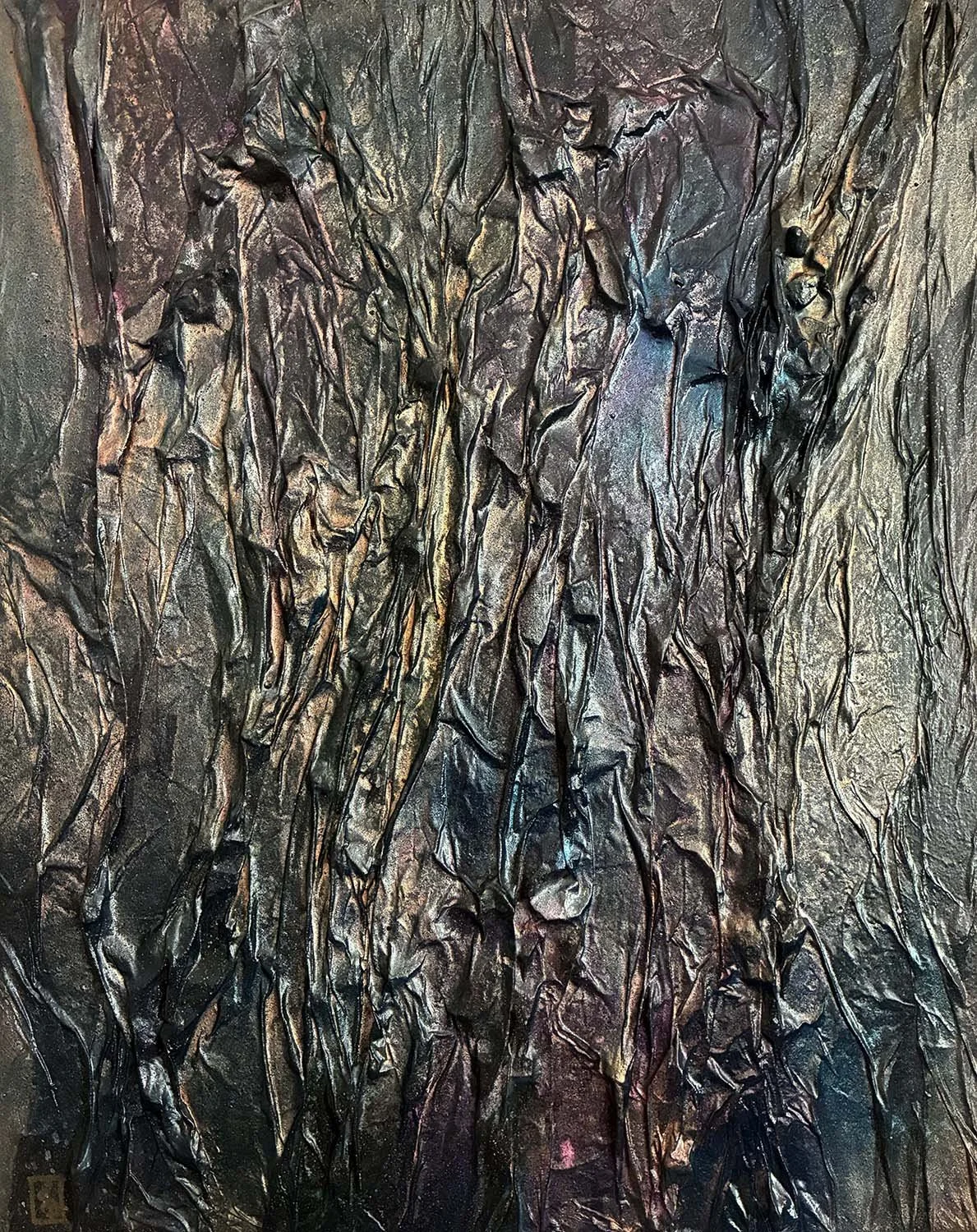 Growth Painted hanji collage 16x20
