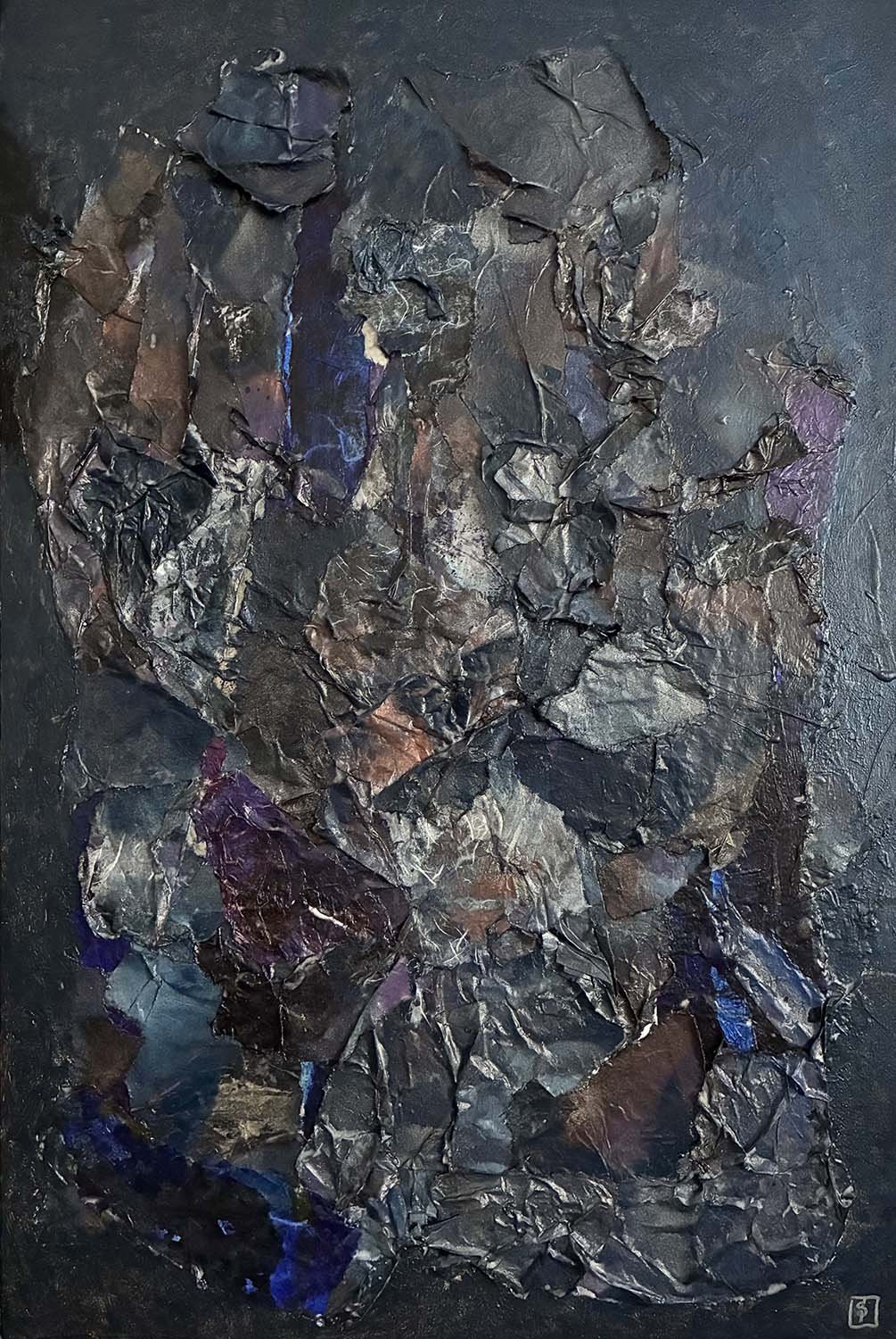 Scorched Emergence Painted hanji collage 24x36