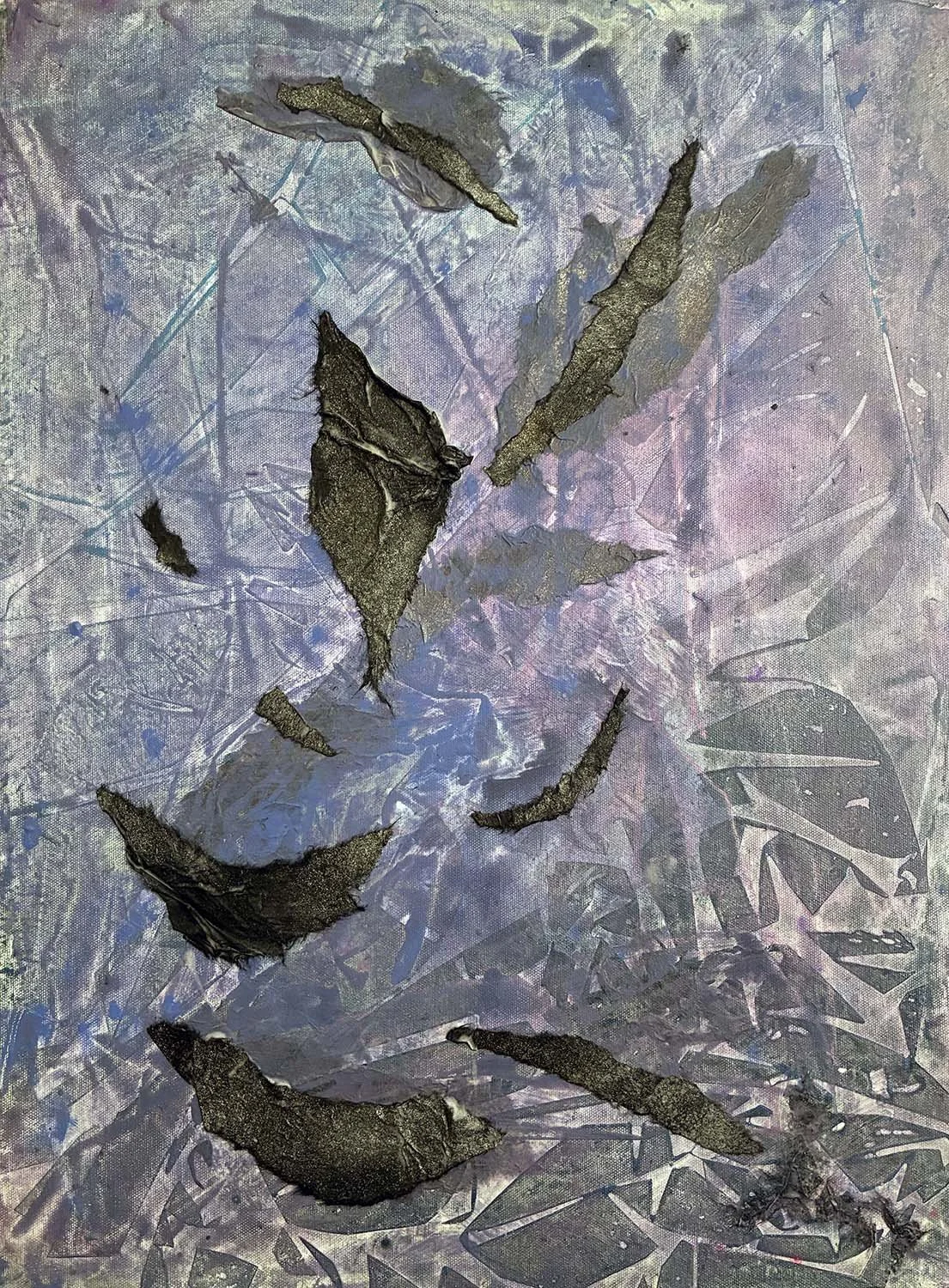 Shadow of the Wind Painted hanji collage 18x24