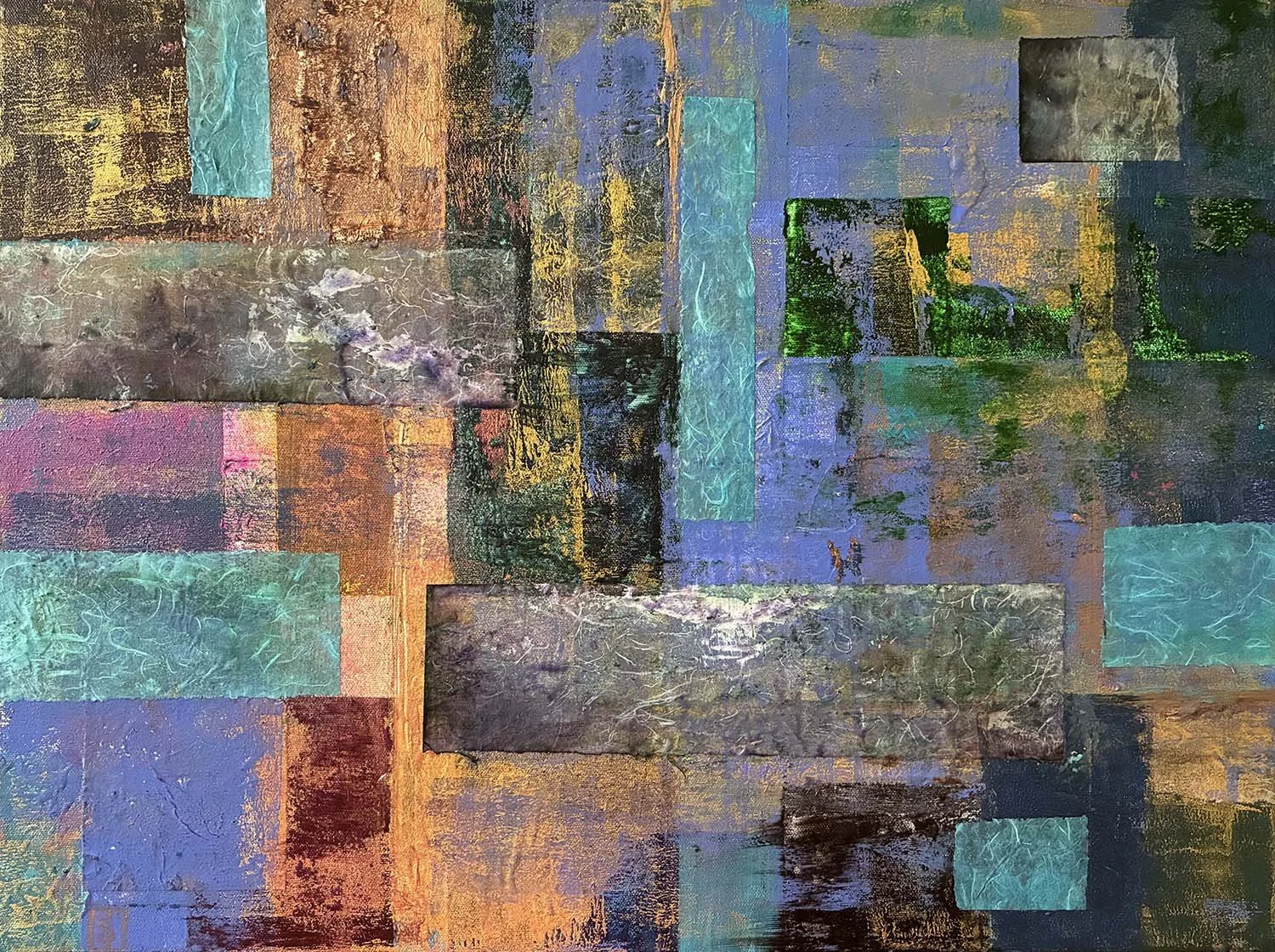 Foreground Painted hanji collage 24x18